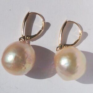Honora 14K Gold 12.0mm Ming Cultured Pearl Lever Back Drop Earrings Big, bold,